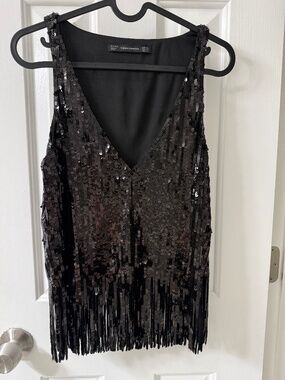 Sequin fringe top Zara